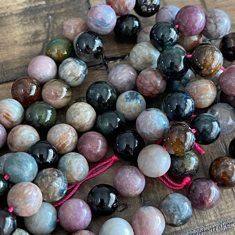 Watermelon Tourmaline Bead Strand - 4mm